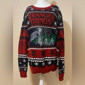 Stranger Things Christmas Sweater large flippable sequin Upside Down